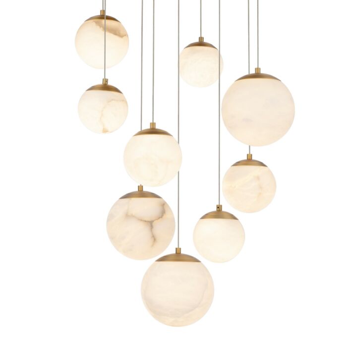 Pisces 9-Light LED Pendant in Aged Brass