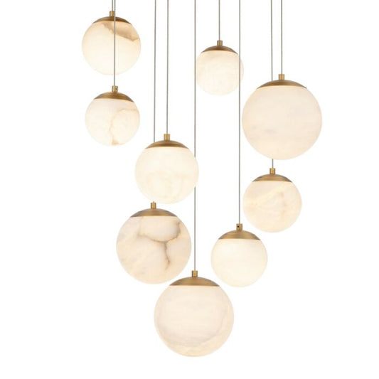 Pisces 9-Light LED Pendant in Aged Brass