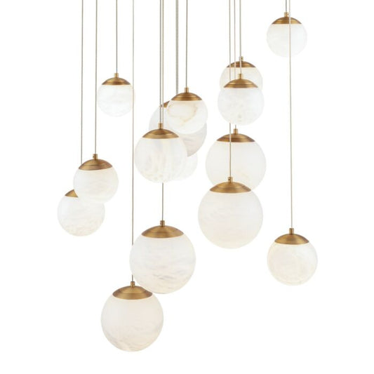 Pisces 15-Light LED Pendant in Aged Brass