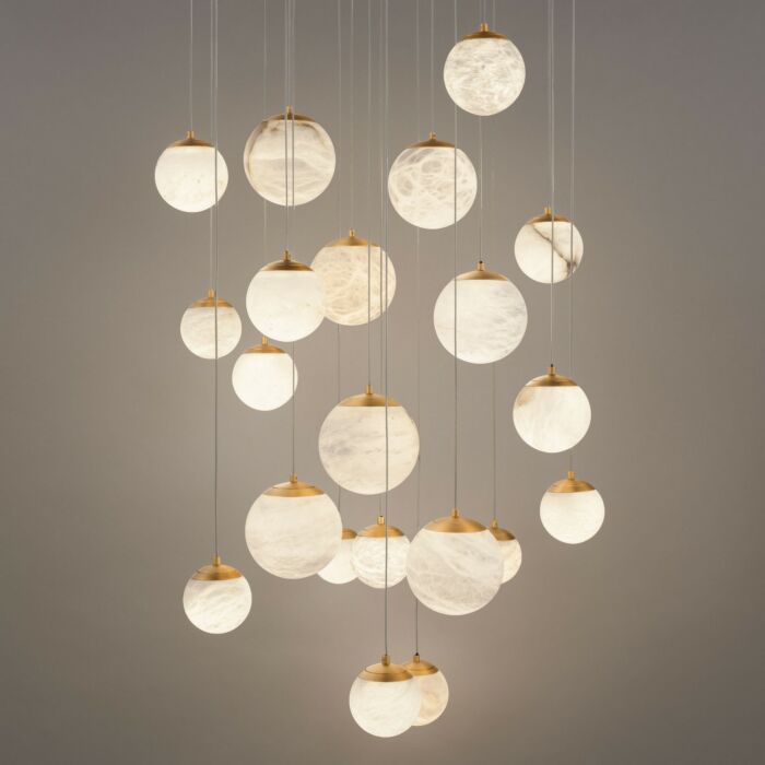 Pisces 21-Light LED Pendant in Aged Brass