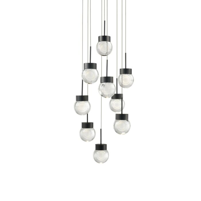 Double Bubble 9-Light LED Pendant in Black