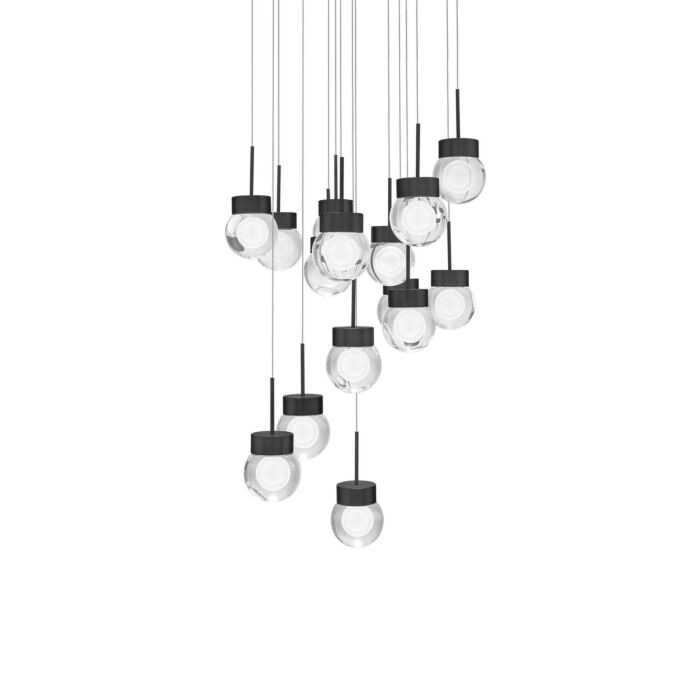 Double Bubble 15-Light LED Pendant in Black