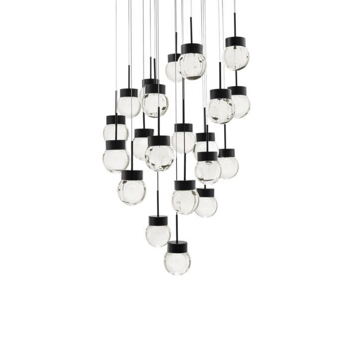 Double Bubble 21-Light LED Pendant in Black