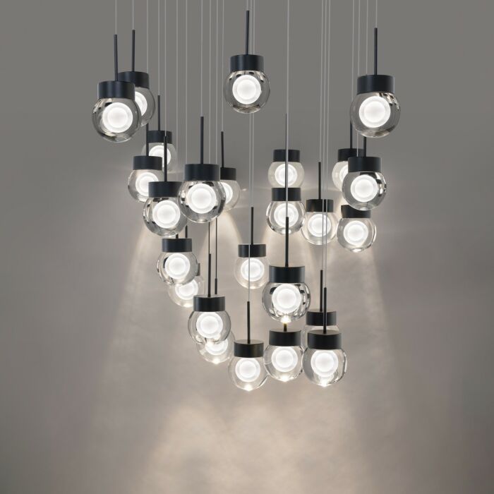 Double Bubble 25-Light LED Pendant in Black