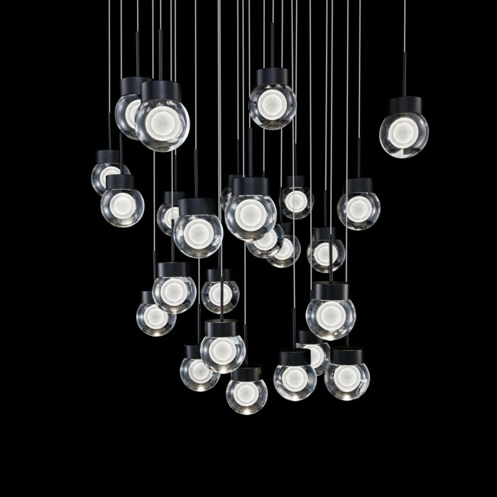 Double Bubble 25-Light LED Pendant in Black