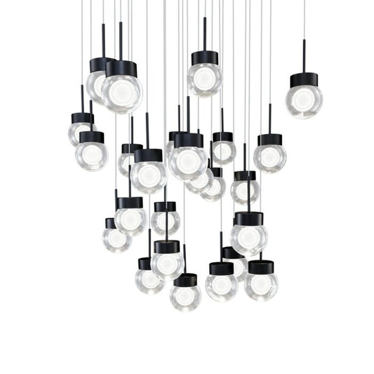 Double Bubble 25-Light LED Pendant in Black