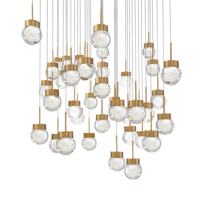 Double Bubble 41-Light LED Pendant in Aged Brass