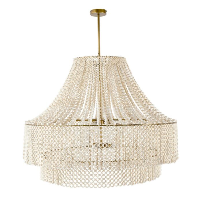 Hannie 8-Light Chandelier in White with Antique Brass