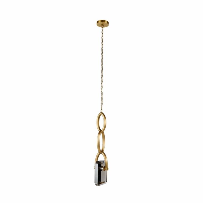 Estate 1-Light LED Pendant in Smoke with Antique Brass