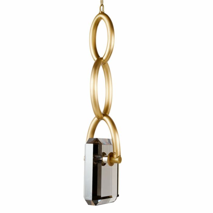 Estate 1-Light LED Pendant in Smoke with Antique Brass