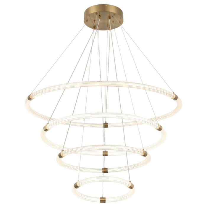 Inkara 4-Light LED Pendant in Aged Gold Brass