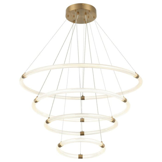 Inkara 4-Light LED Pendant in Aged Gold Brass