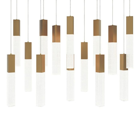 Cinema 14-Light LED Pendant in Aged Brass