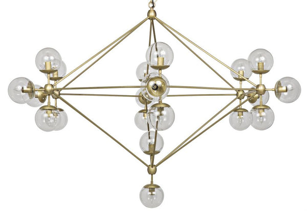 Chandelier, 20-Light, Antique Brass, Glass, 63"W (LAMP478MB-L YUU6013GY1)