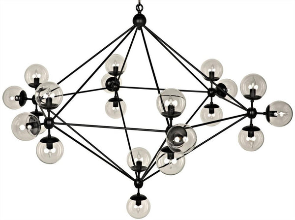 Chandelier, 20-Light, Matte Black, Glass, 63"W (LAMP478MTB-L YUU6013GY0)