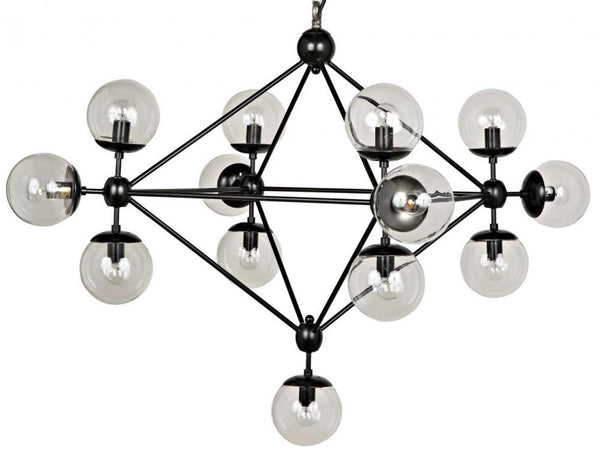 Chandelier, 13-Light, Matte Black, Glass, 44.5"W (LAMP478MTB-S YUU6013GY2)