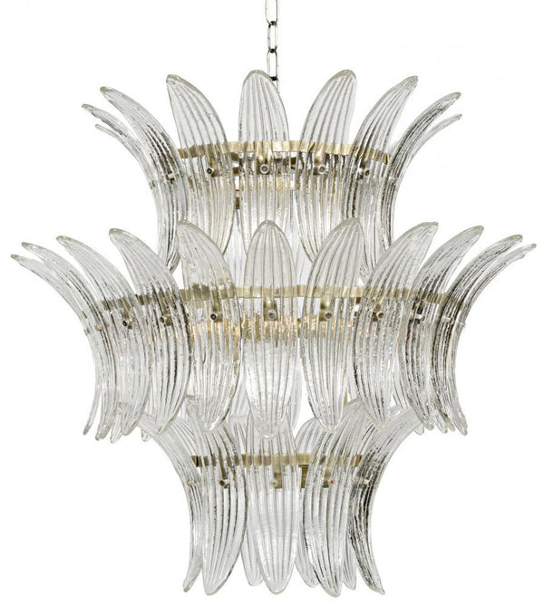 Chandelier, 4-Light, Antique Brass, Textured Glass, 29"W (LAMP594MB YUU6013GWH)