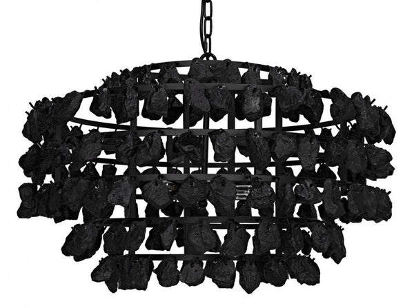 Chandelier, 1-Light, Matte Black, Black Formed Glass, 29"W (LAMP778MTB YUU6013HVD)