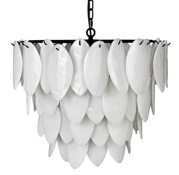 Chandelier, 4-Light, Matte Black, Milk Glass, 27"W (LAMP780MTB YUU6013GWX)