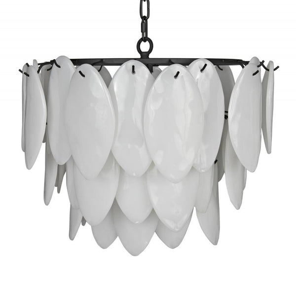 Chandelier, 4-Light, Matte Black, Milk Glass, 23"W (LAMP781MTB YUU6013GWY)