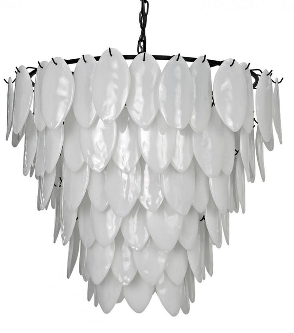 Chandelier, 8-Light, Matte Black, Milk Glass, 33"W (LAMP782MTB YUU6013GWW)