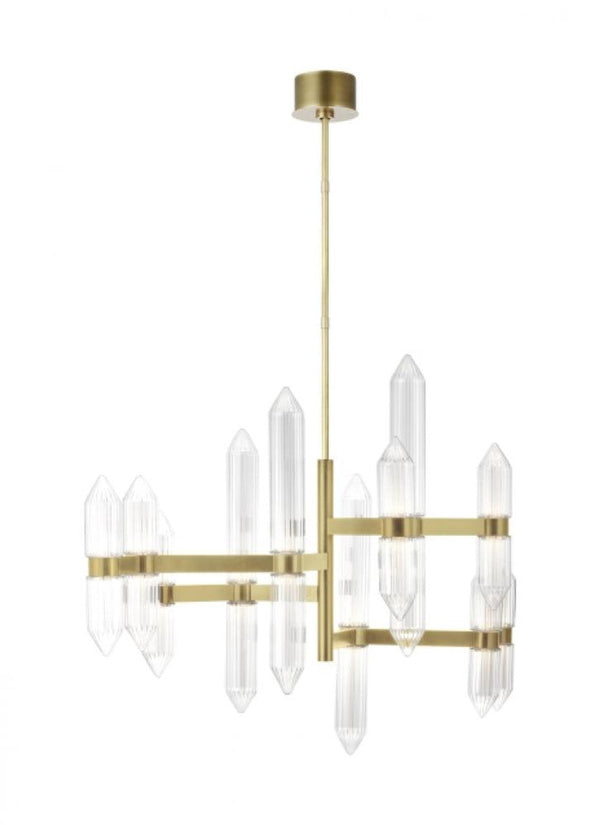 Large Chandelier, 12-Light, LED, Plated Brass, 46.6"L (700LGSN46BR-LED927 70PGJEG)