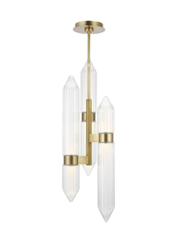 Large Pendant, 1-Light, LED, Plated Brass, 33.5"H (700TDLGSN10BR-LED927 70PGFGY)