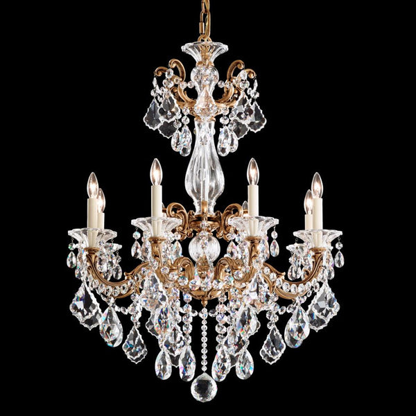 Scala Chandelier, 8-Light, French Gold, Clear Swarovski Crystal, 25"W (5007-26S 1HZTKM)