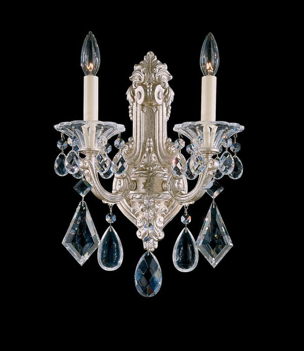 Scala Wall Sconce, 2-Light, Antique Silver, Clear Heritage Crystal, 16.5"H (5070-48 1PAX6)