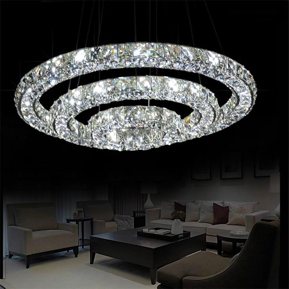 Luxury Crystal LED Chandelier 3-Tier Geometric or Stacked LED Pendant light