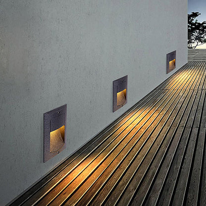 Rectangle Waterproof LED Black Modern Outdoor Step Lights Recessed Stair Sconces