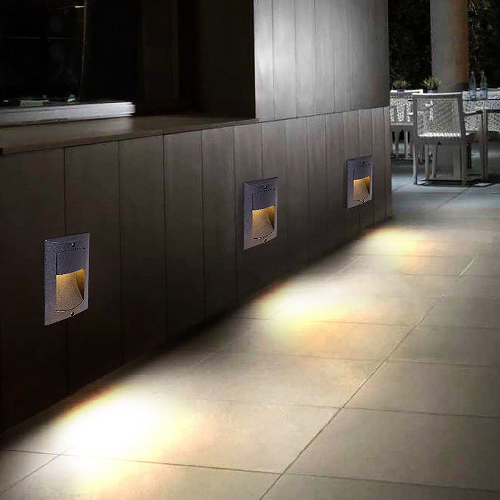 Rectangle Waterproof LED Black Modern Outdoor Step Lights Recessed Stair Sconces