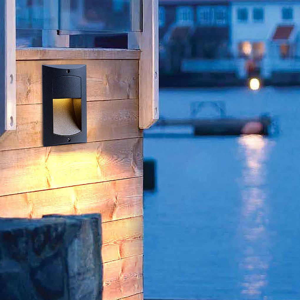 Rectangle Waterproof LED Black Modern Outdoor Step Lights Recessed Stair Sconces