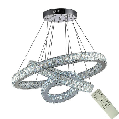 Interwoven Circle Design Chandelier Large Foyer Metal Crystal Ceiling Light