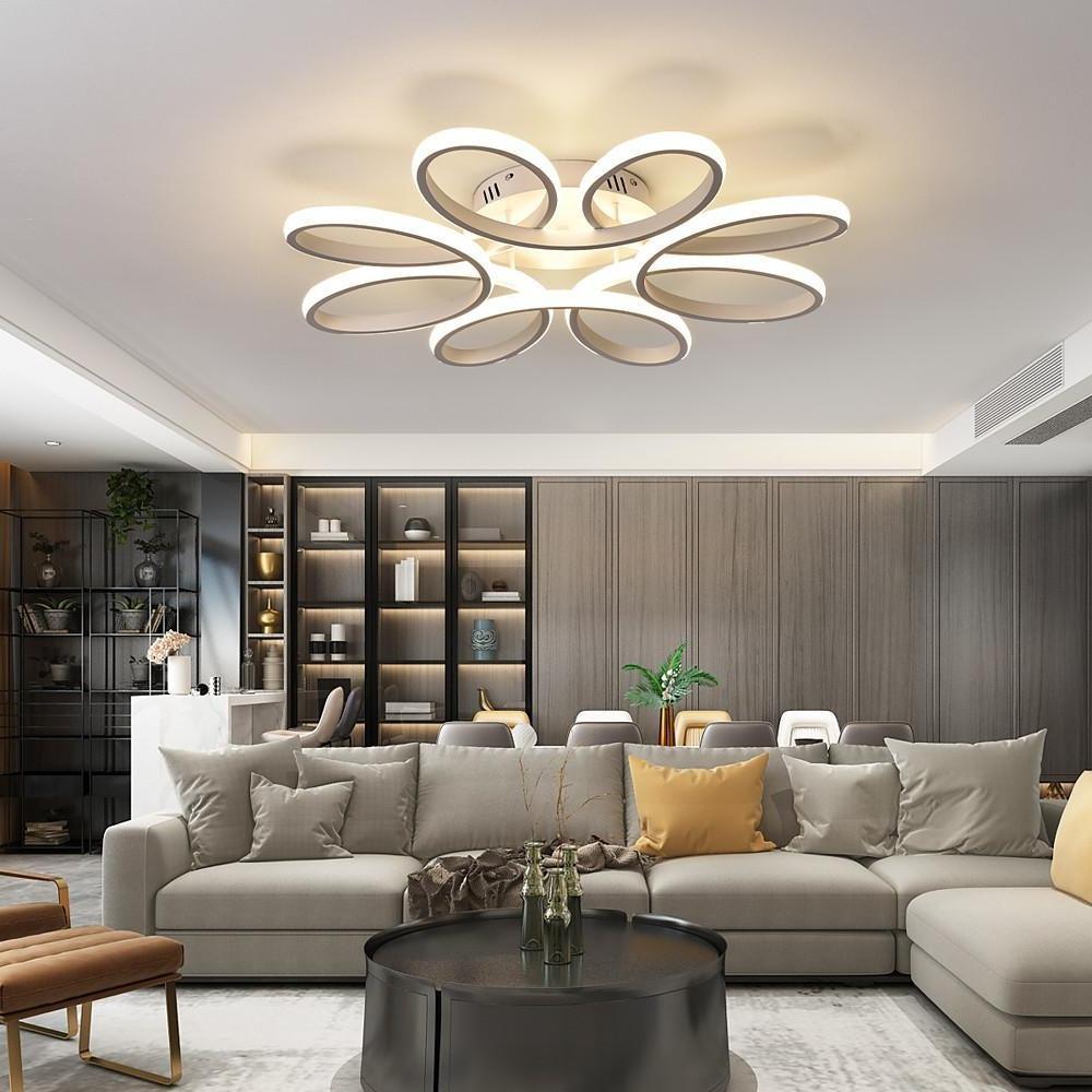 Flower Shaped Dimmable LED White Modern Ceiling Lights Flush Mount Lighting