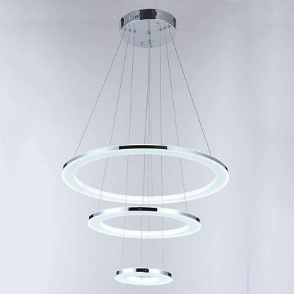 Adjustable LED 3-Ring Chandelier Modern 24" Hanging Ceiling Light