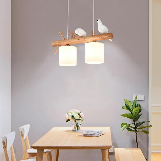 Rustic Island Kitchen Pendant Lighting Wood Bamboo Glass Pendant Lighting