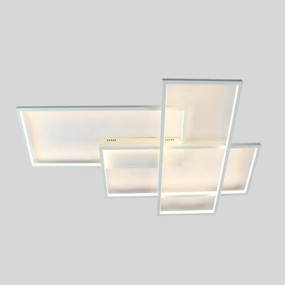 Overlapping Rectangles Aluminum Geometric Style Flush Mount Lighting LED Ceiling Light