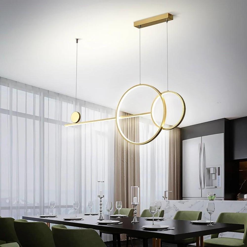 Large Small Circle With Linear Pendant Lighting Modern LED Kitchen Lighting