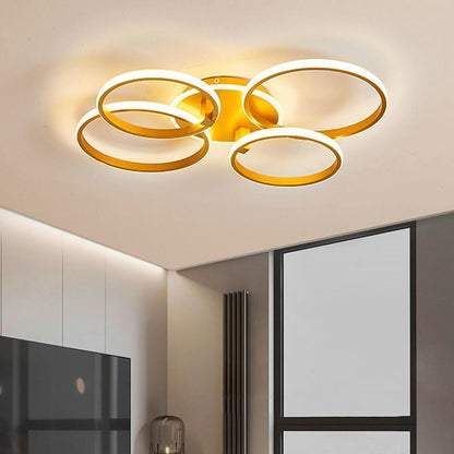 4 Circle Artistic Gold Flush Mount Light Metal LED Ceiling Light