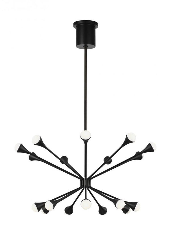 Chandelier, 18-Light, 2-Tier, LED, Matte Black, Acrylic, 32"W (700LDY18B-LED930 70P9E58)