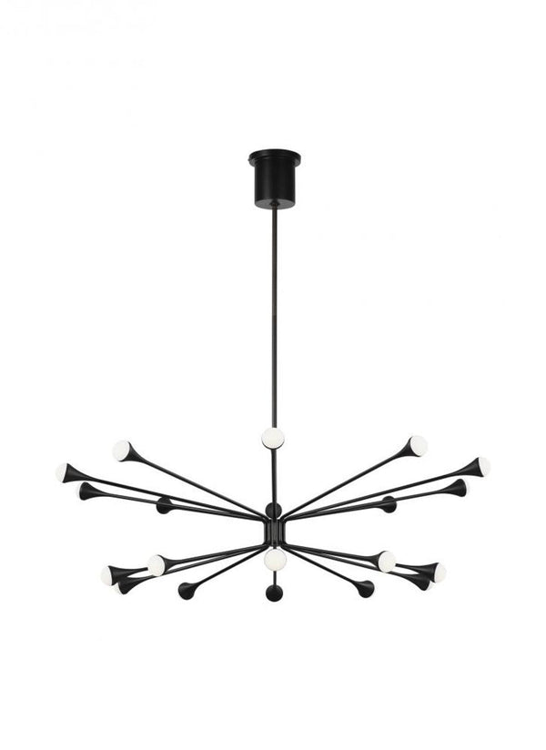 Chandelier, 20-Light, 2-Tier, LED, Matte Black, Acrylic, 48"W (700LDY20B-LED930 70P9E5C)