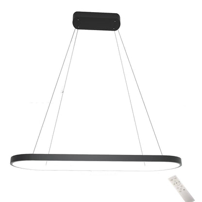 LED Oval Modern Black Pendant Light with Remote Control Artistic Pendant Light