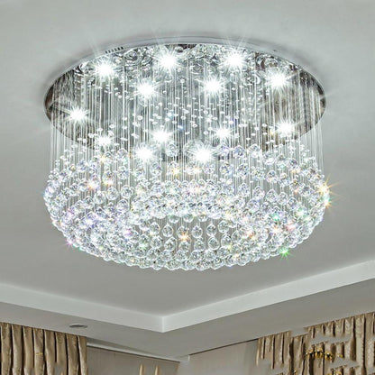 Glass-cicles Crystal LED Chandelier Drum Flush Mount Chandelier