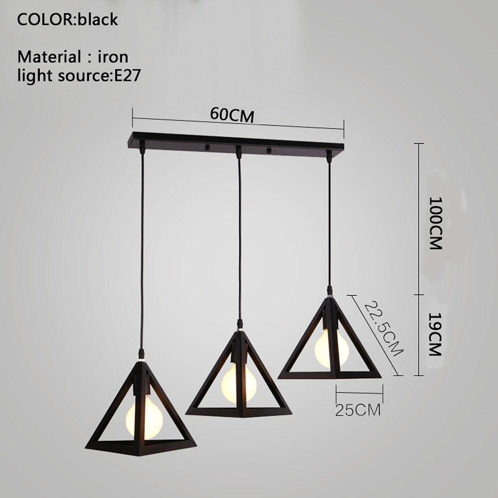 Geometric LED Adjustable Black Vintage Pendant Lighting Chandelier