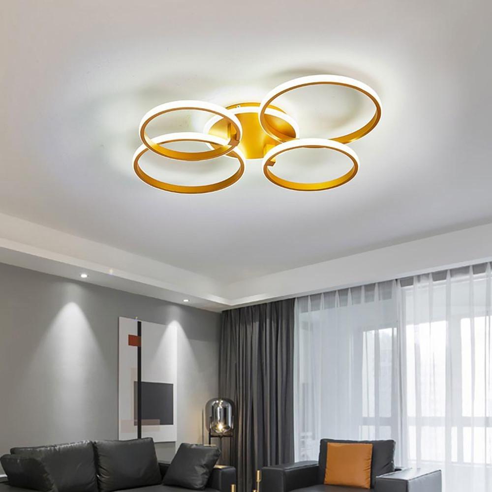 4 Circle Artistic Gold Flush Mount Light Metal LED Ceiling Light