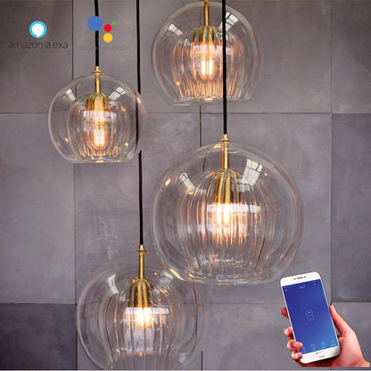 Unique Glass Globe LED Modern Pendant Light Hanging Lamp Island Lights