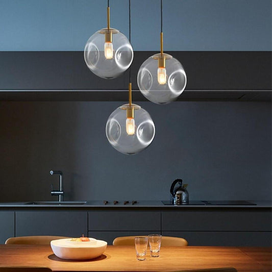 Industrial Globe Pendant Light Nordic Metal Glass LED Ceiling Light