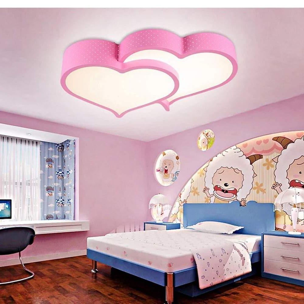 Heart Shaped Painted Metal Flush Mount Ceiling Light With Dimmable Ambient LED Light