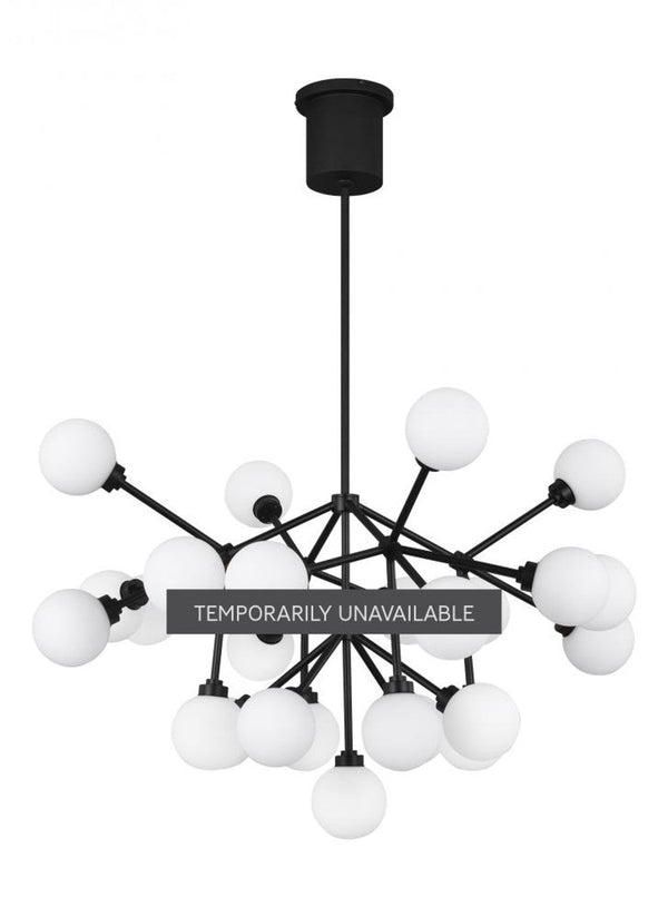 Chandelier, 25-Light, 2-Tier, LED, Matte Black, Glass, 29"W (700MRAWB-LED927 70P9E5K)